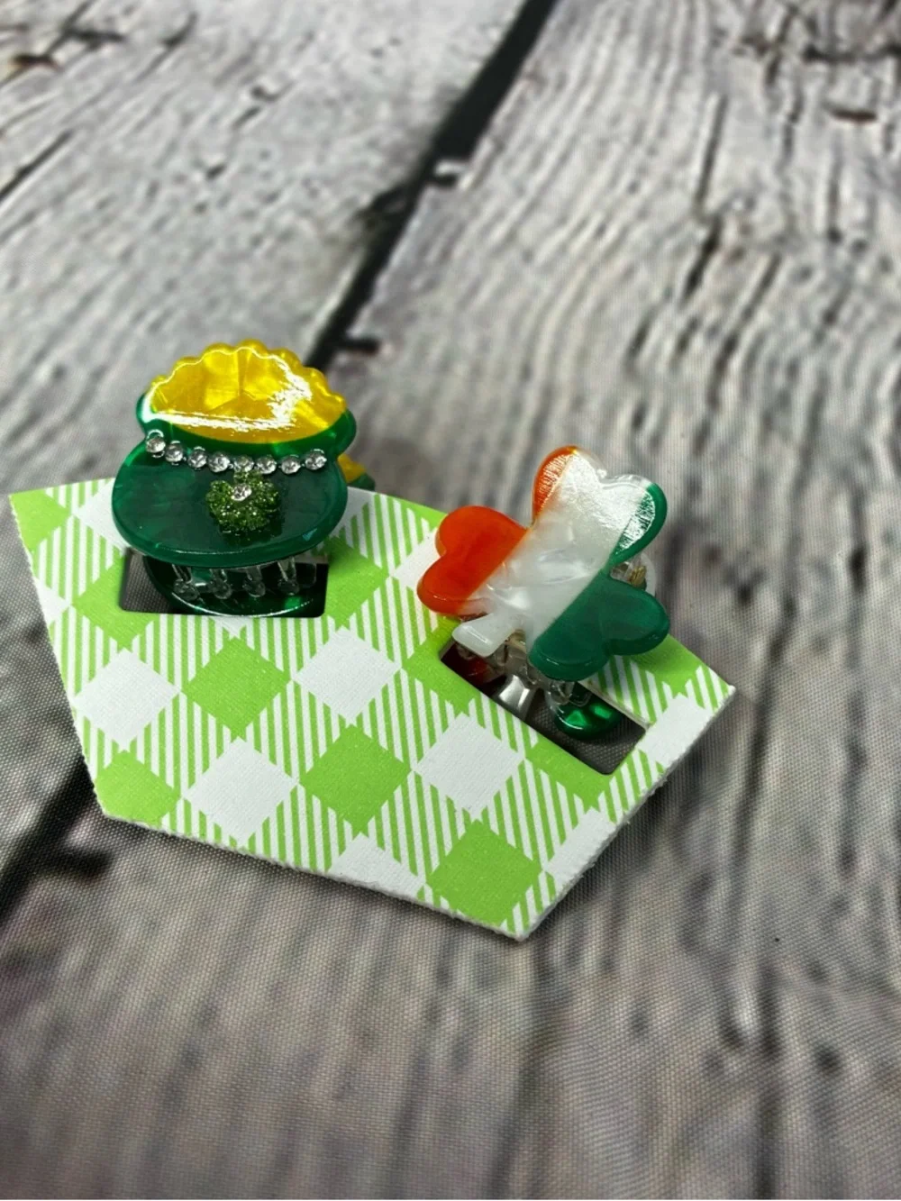 5/$20‎ Piper K Lot of 2 St Patrick’s Day Mini Hair Clips Irish Clover Pot O Gold